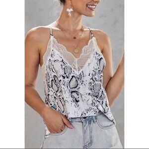 Snake Print Lace Trim Camisole